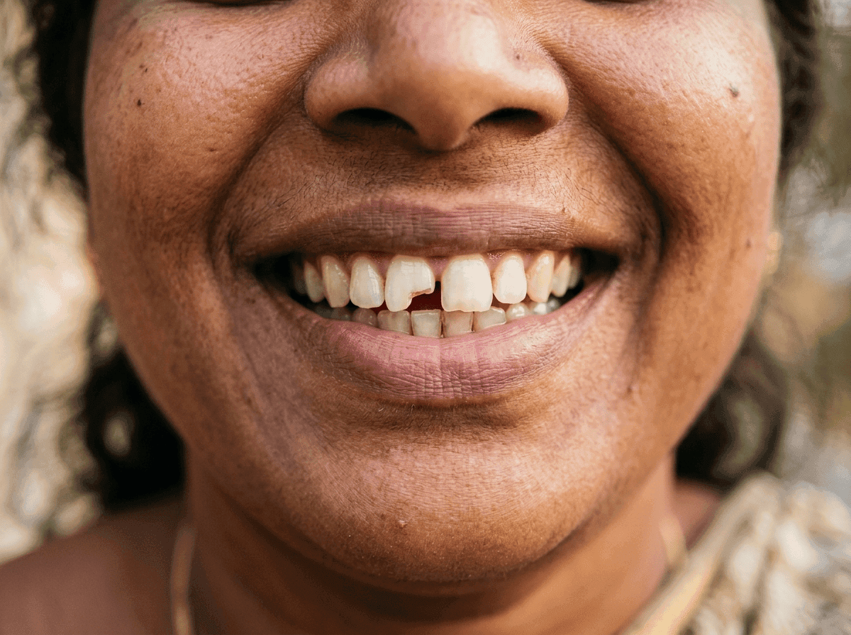 Before emergency dentistry at Dent Health, Banjara Hills, Hyderabad - A chipped front tooth repaired and made whole again.