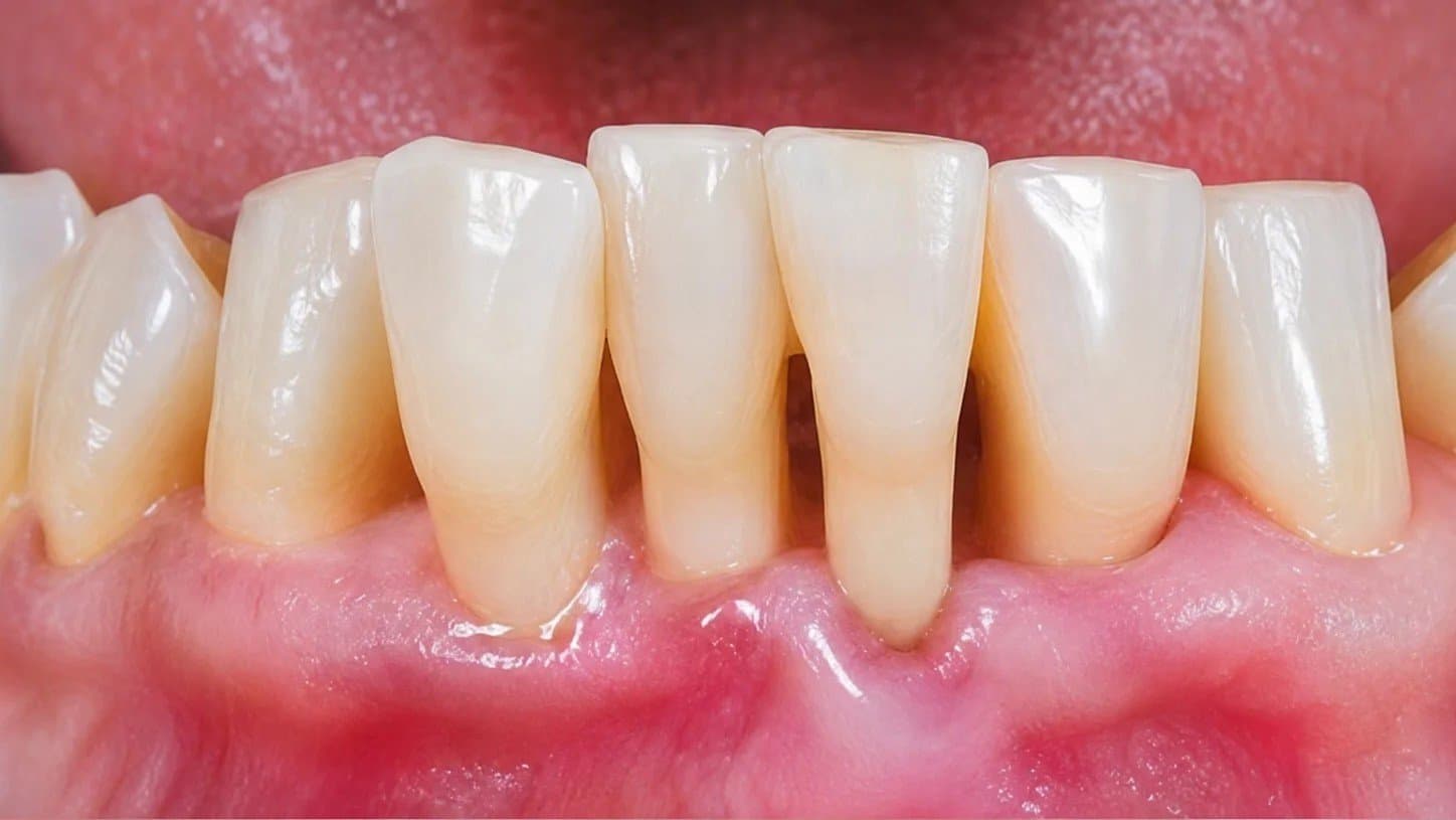 After gum disease treatment at Dent Health, Banjara Hills, Hyderabad - Heavy tartar and inflamed, infected gums cleaned back to firm, healthy tissue. Drag to compare. After gum disease treatment at Dent Health, Banjara Hills, Hyderabad - Heavy tartar and inflamed, infected gums cleaned back to firm, healthy tissue. Drag to compare.